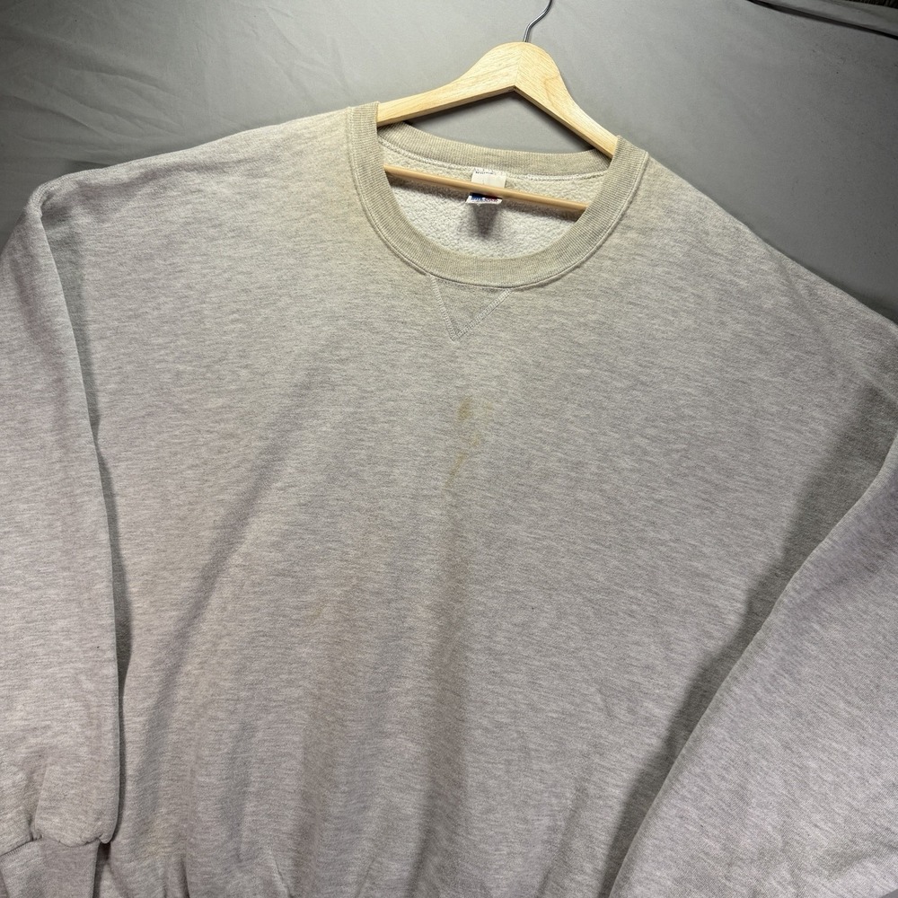 Vintage Russell Athletic Sweatshirt Mens 4XL Gray Crewneck Fleece Distressed 90s - Picture 2 of 9